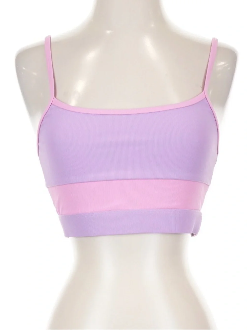 Lavender & Pink Striped Cropped Tank